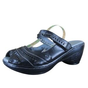 J-41 Women's Americas Black Synthetic Sandals Size‎ 9M Adjustable Strap Wedge